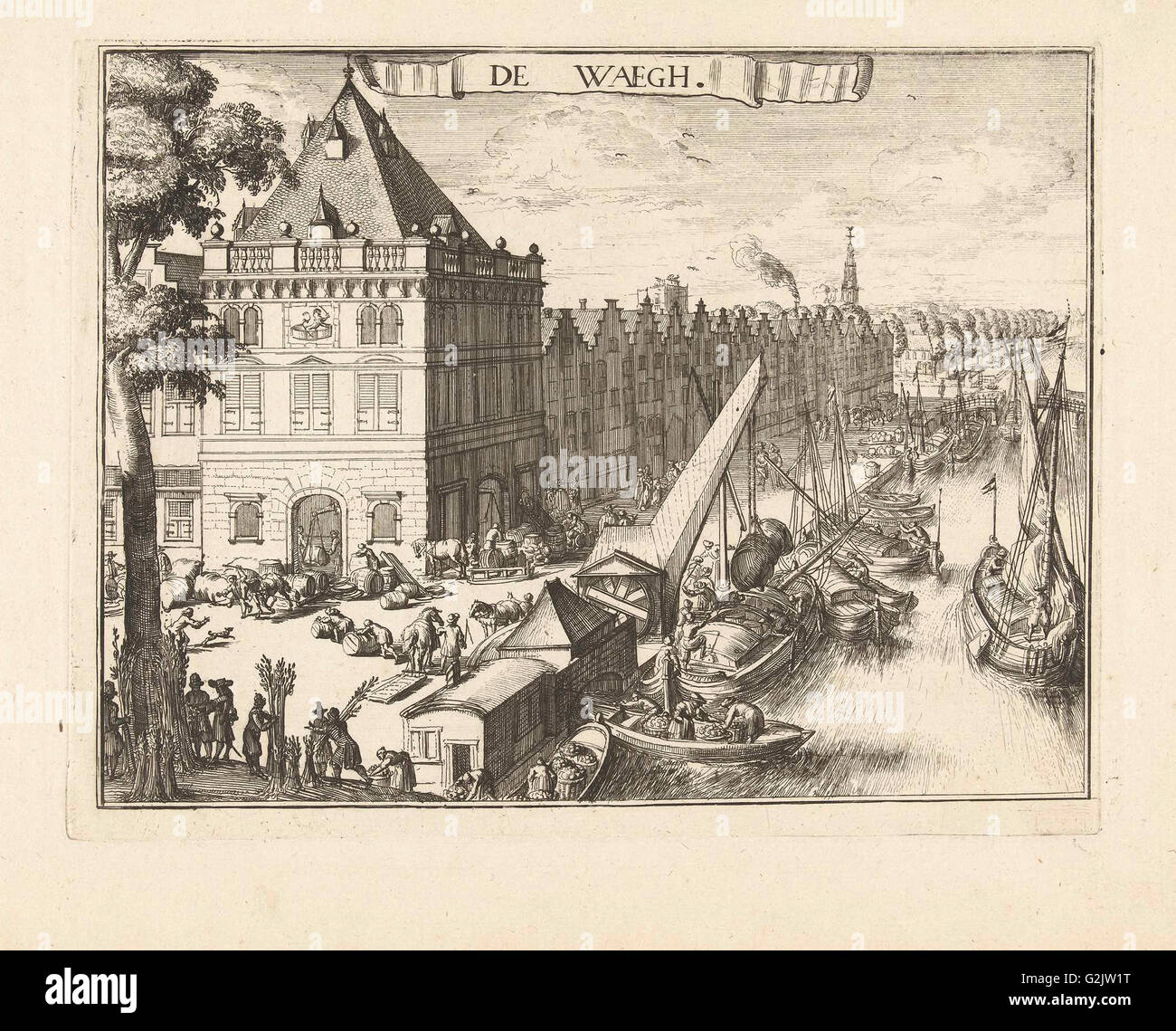 Vue de la Waag à Haarlem, Romeyn de Hooghe, 1688-1689, les Pays-Bas Banque D'Images