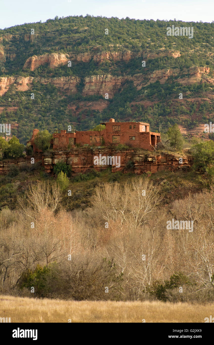 Maison historique d'Apache incendie dans le Red Rock State Park, Sedona, Arizona, en Amérique du Nord. Banque D'Images