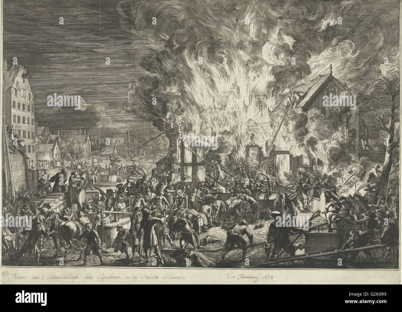 Incendie dans la ligne de l'amirauté, 1673 emplois, attribué à Romeyn de Hooghe, 1673 Banque D'Images