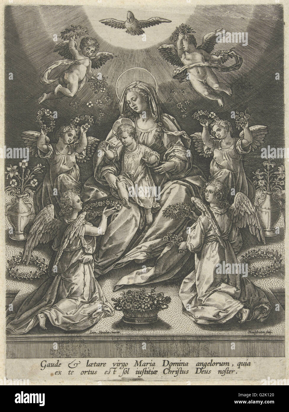 Vierge à l'Enfant entourée d'anges, Samuel van Hoogstraten, ch. 1575 Banque D'Images