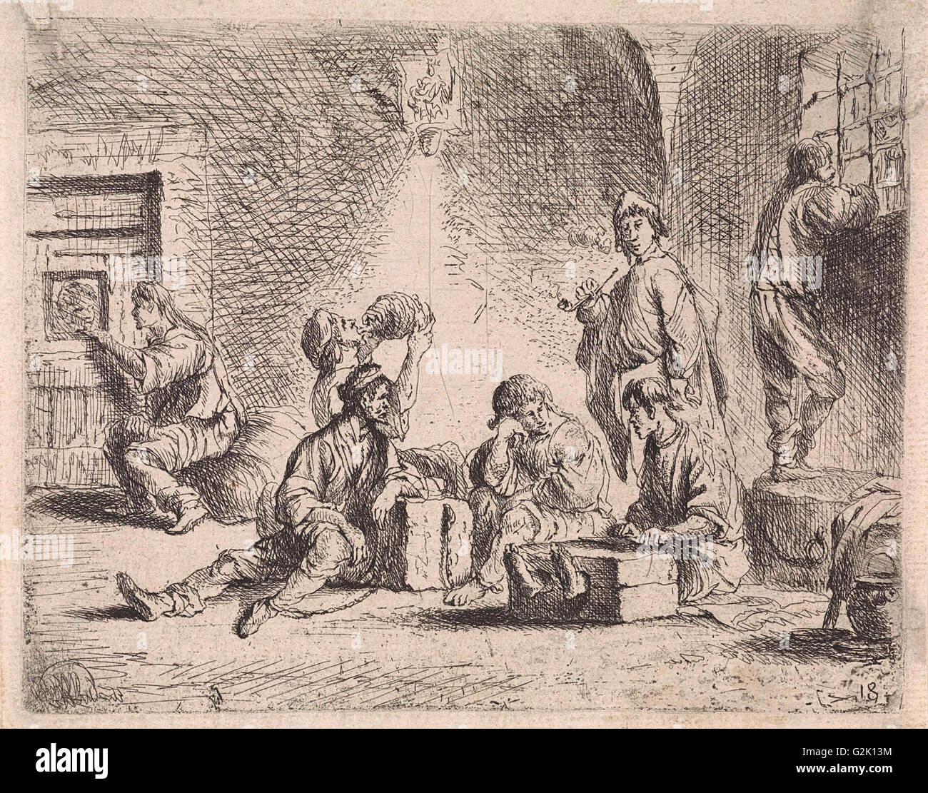 Des prisonniers en prison, Cornelis de Wael, 1630 - 1648 Banque D'Images