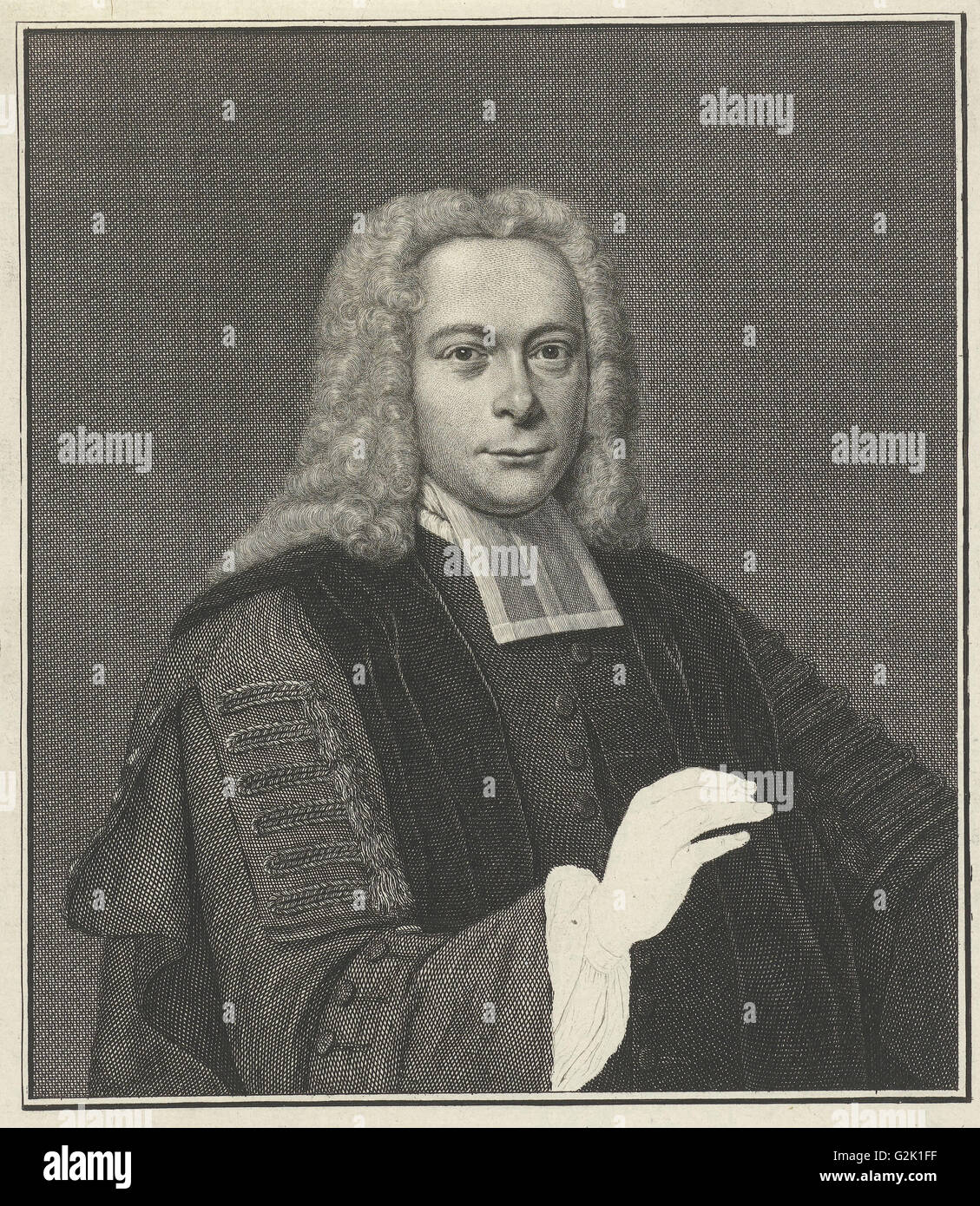 Portrait de Francis Burmannus, Jacob Folkema, Jan Maurits Quinkhard, 1747 Banque D'Images