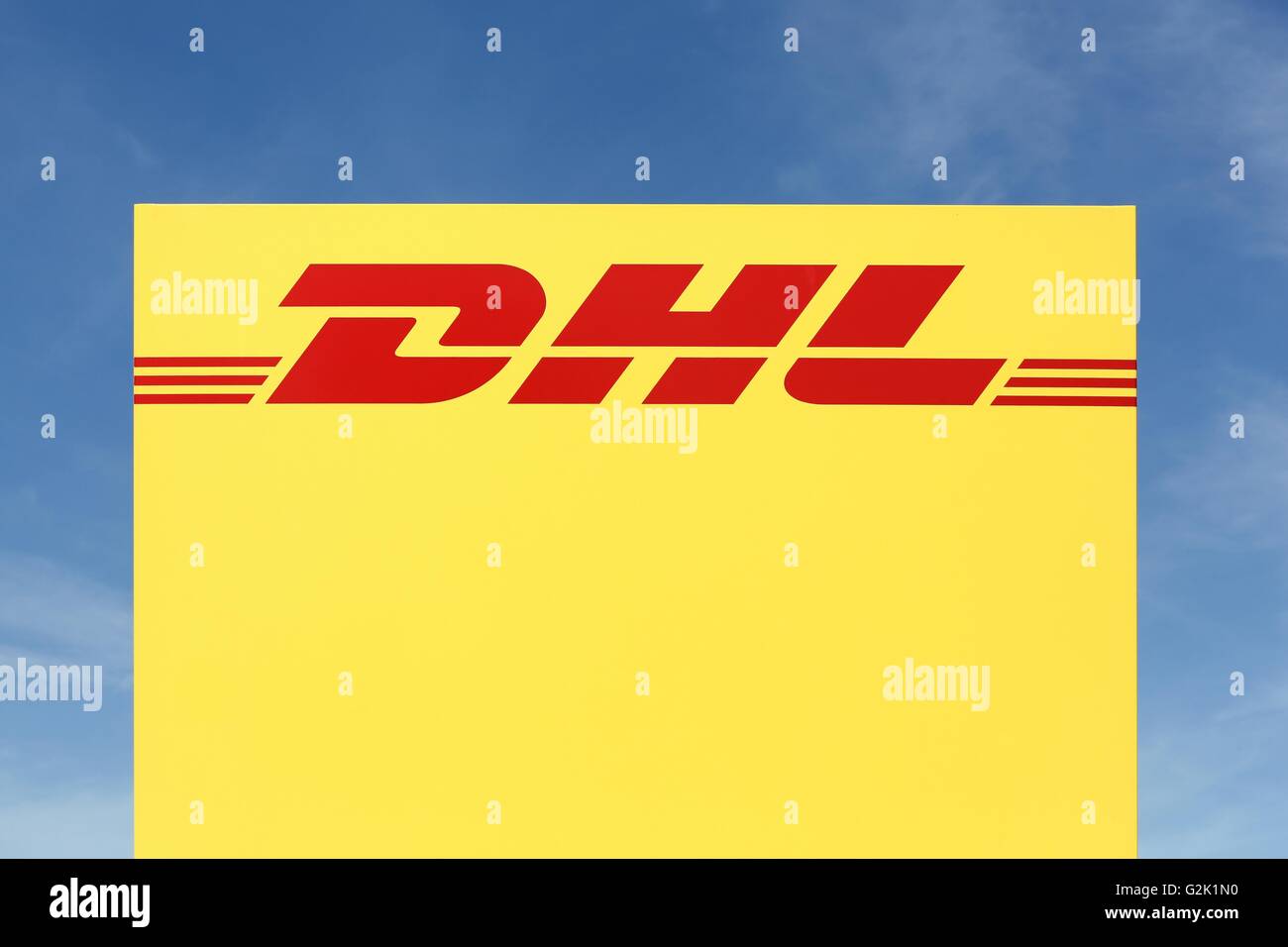 DHL logo sur un bord Banque D'Images
