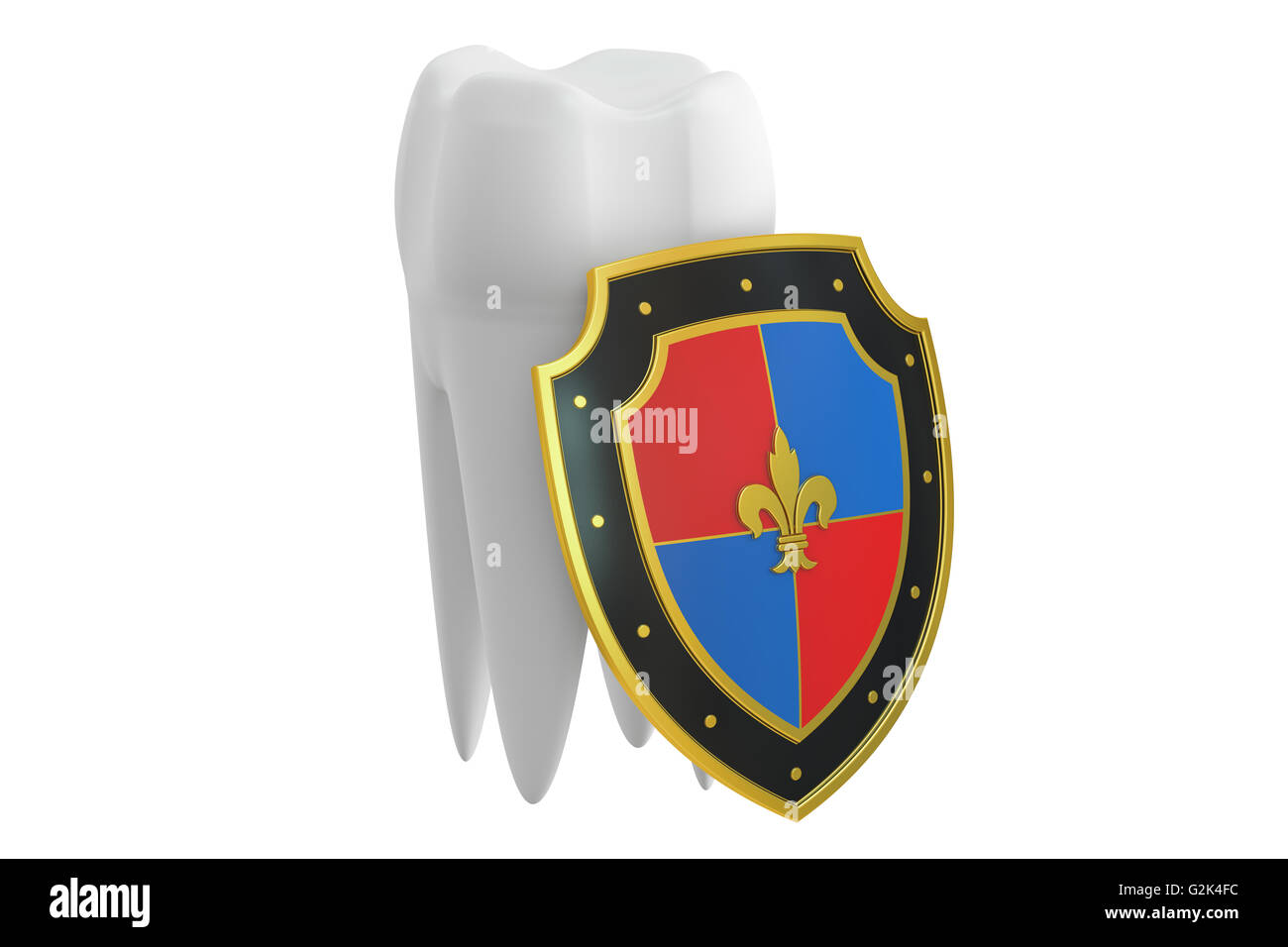 Concept de protection des dents avec blindage, rendu 3D isolé sur fond blanc Banque D'Images