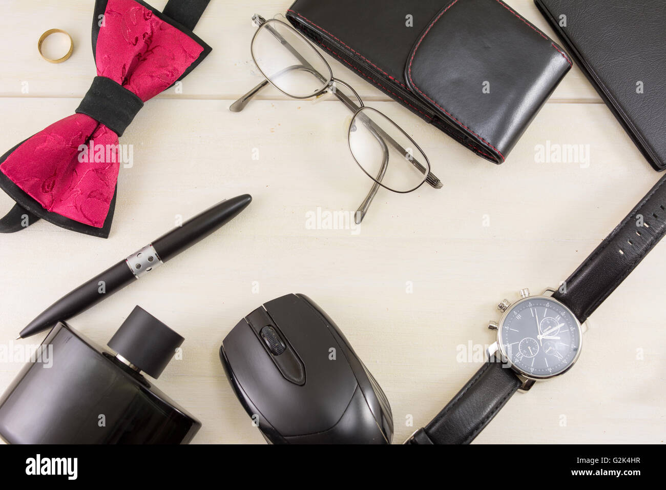 Accessoires de mode et d'affaires d'hommes Vue de dessus Banque D'Images