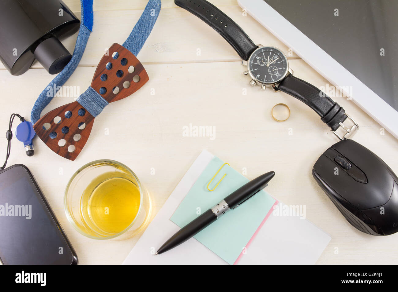 Accessoires de mode et d'affaires d'hommes Vue de dessus Banque D'Images