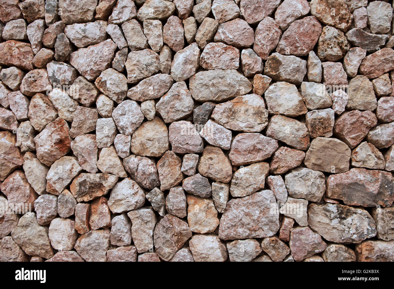 Mur de pierre avec des pierres de différentes tailles, Majorque, Espagne Banque D'Images