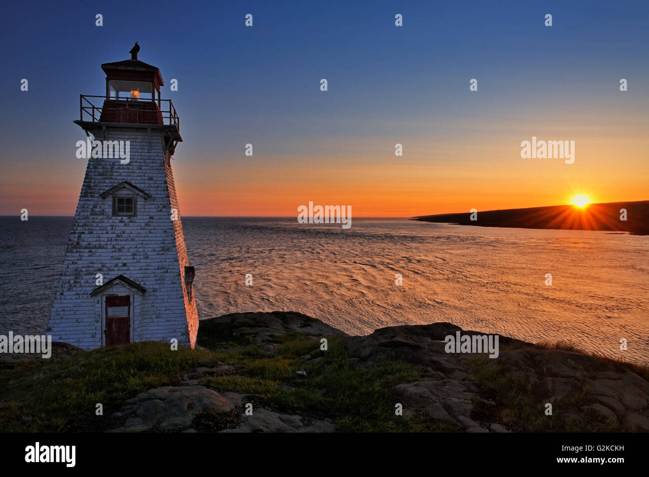 Tête de sanglier au lever du soleil le phare de l'île Long cou Digby Nouvelle-Écosse Canada Banque D'Images