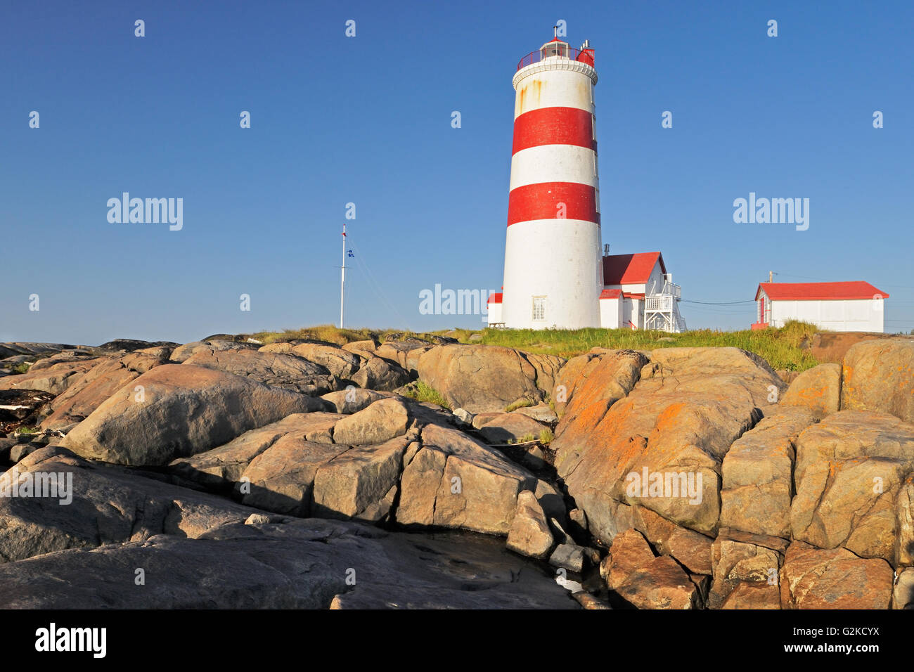 Le phare de Pointe-des-Monts Pointe des Monts Québec Canada Banque D'Images