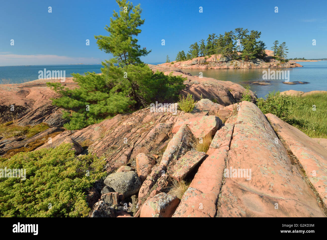 Rivage rocheux de la baie Georgienne du Parc provincial Killarney Ontario Canada Banque D'Images