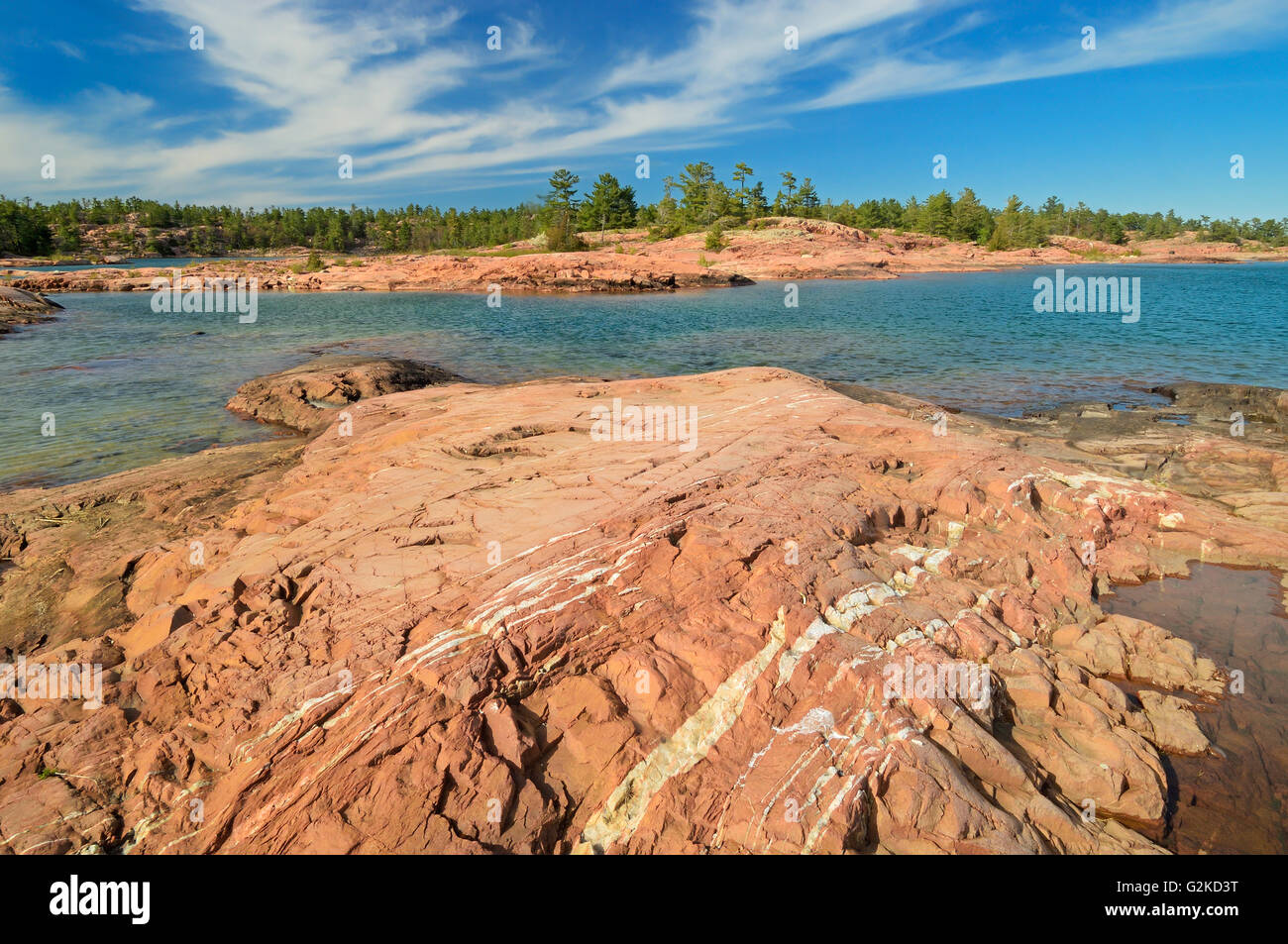 Rivage rocheux de la baie Georgienne du Parc provincial Killarney Ontario Canada Banque D'Images