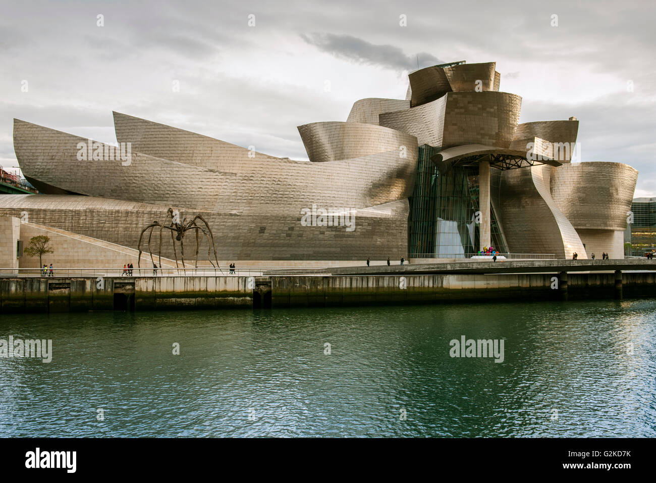 Musée Guggenheim Bilbao sur la rive de la rivière Nervion, l'architecte Frank O. Gehry, Bilbao, Pays Basque, Espagne Banque D'Images