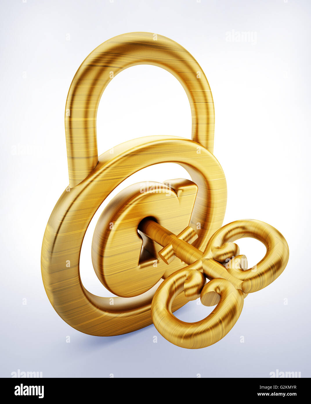 Cadenas avec symbole internet et clé. 3D illustration. Banque D'Images