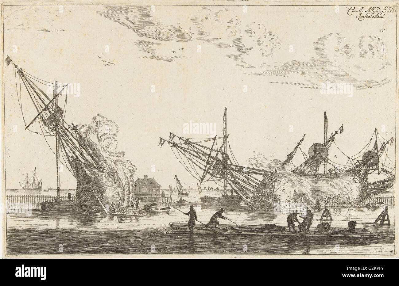 L'étanchéité de la coque des navires, flûte trois Reinier Nooms, 1650 - avant 1705, flûte le Banque D'Images