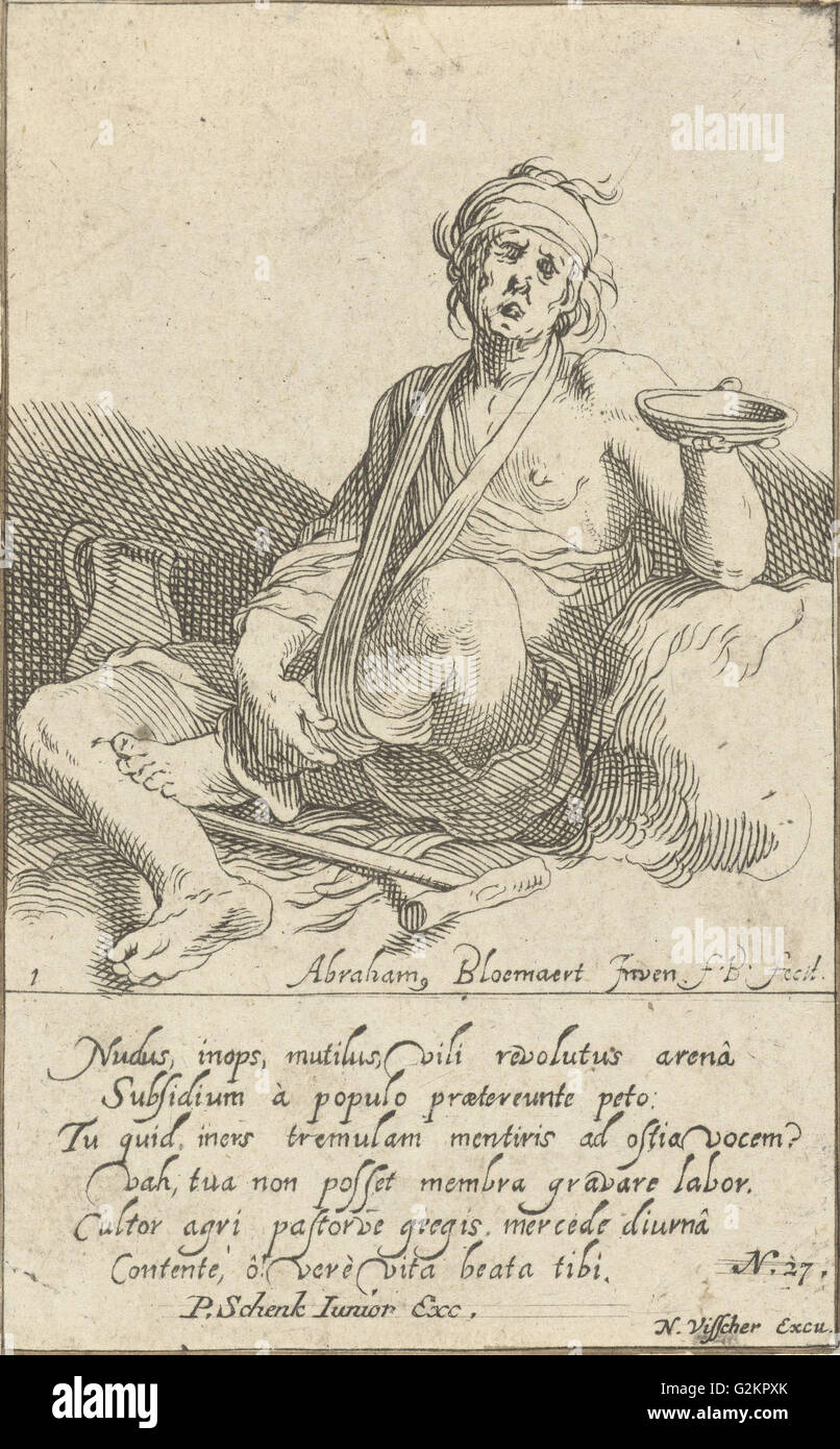 Mendiant estropié titulaires, Frederick Bloemaert, Pieter Schenk (II), 1728 - 1761 Banque D'Images