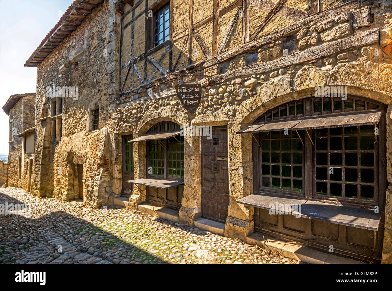 La Maison des Peintres (la maison des Peintres). Perouges labellisé les plus beaux villages de France, département de l'Ain. Auvergne Rhone Alpes. France Banque D'Images