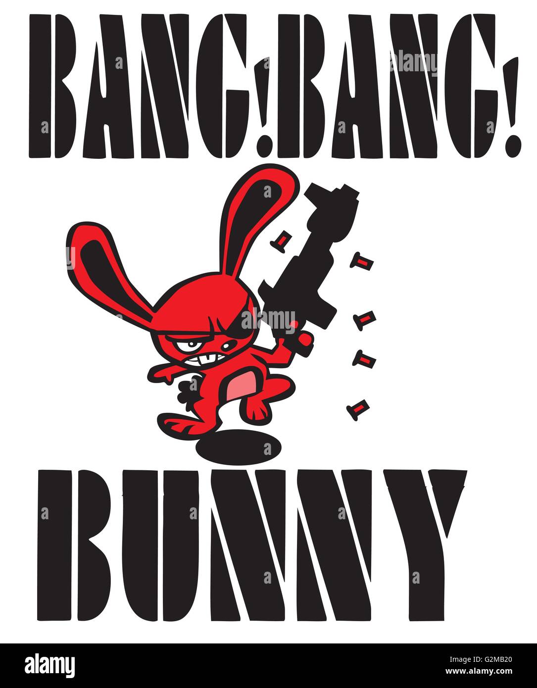Red rabbit tournant et des armes de tir Banque D'Images