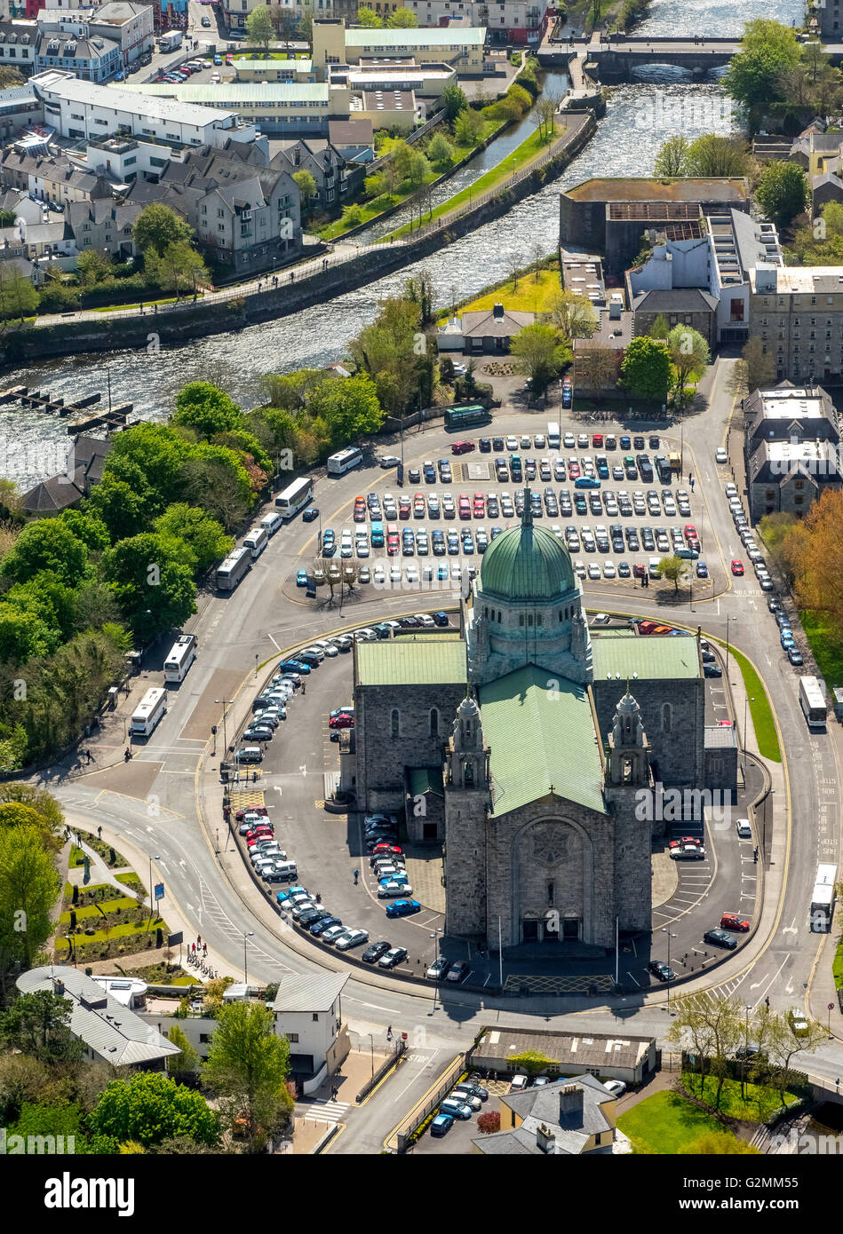 Vue aérienne, la cathédrale de Galway, cathédrale de Galway, Galway, Galway, le comté de Clare, Galway, Irlande, Europe, vue aérienne, Banque D'Images