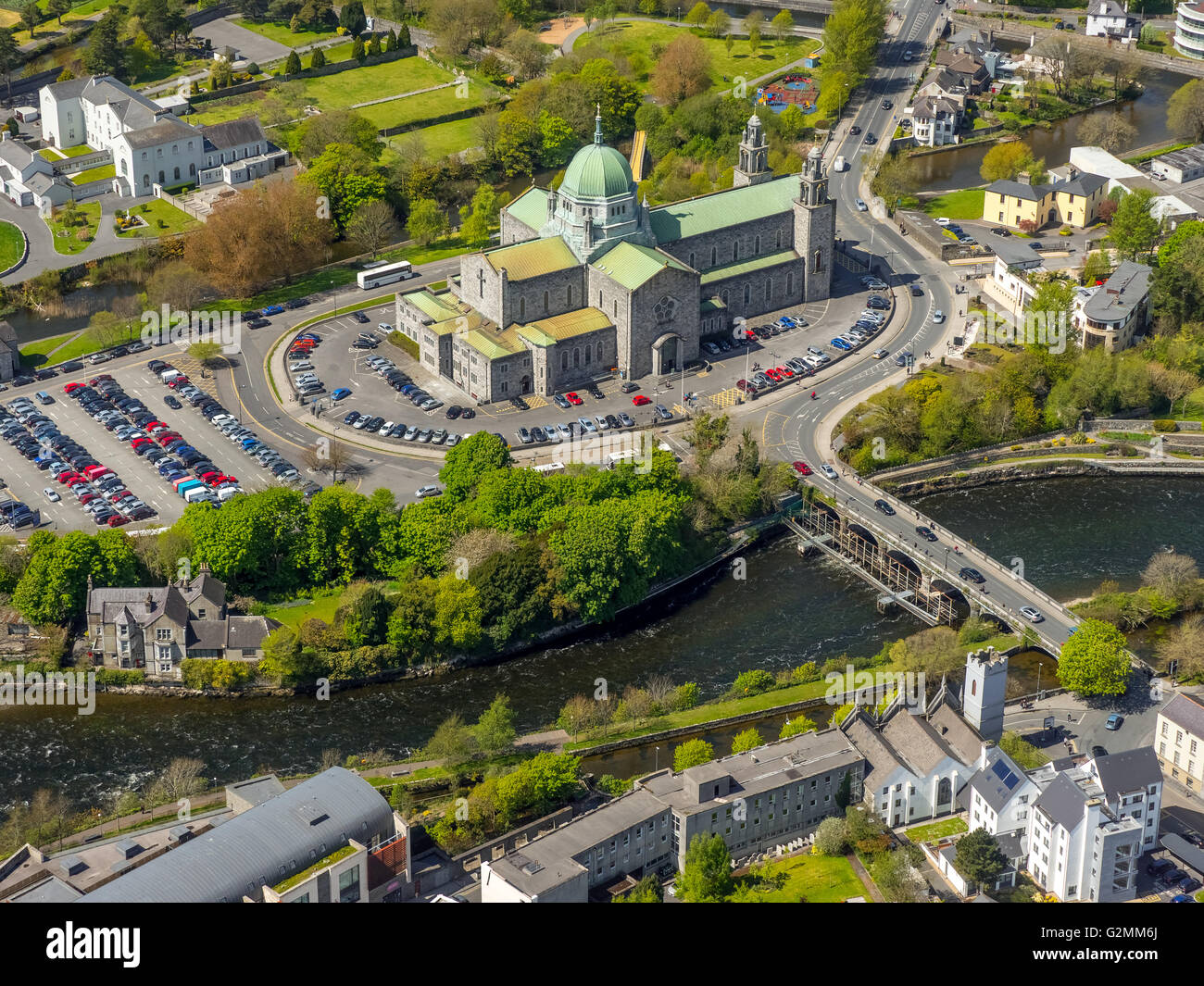 Vue aérienne, la cathédrale de Galway, cathédrale de Galway, Galway, Galway, le comté de Clare, Galway, Irlande, Europe, vue aérienne, Banque D'Images