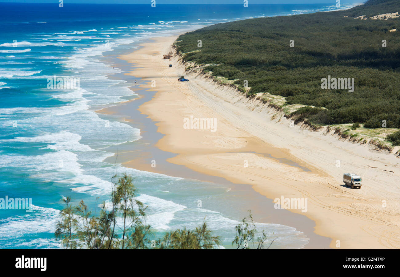 Soixante-cinq mile beach, 75 mile beach, great sandy national park, l'île Fraser, site du patrimoine mondial, Queensland, Australie Banque D'Images