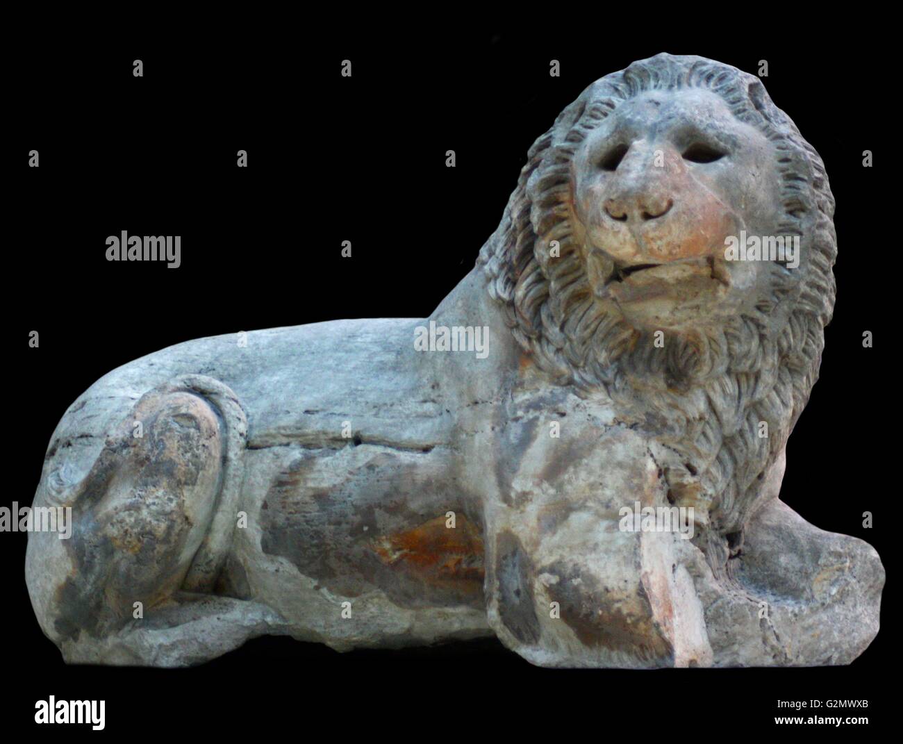 Décoration d'une tombe représentant un lion, 2ème ou 3ème siècle avant J.-C. à partir de Cnide, Turquie. Atrium du Musée Britannique Banque D'Images