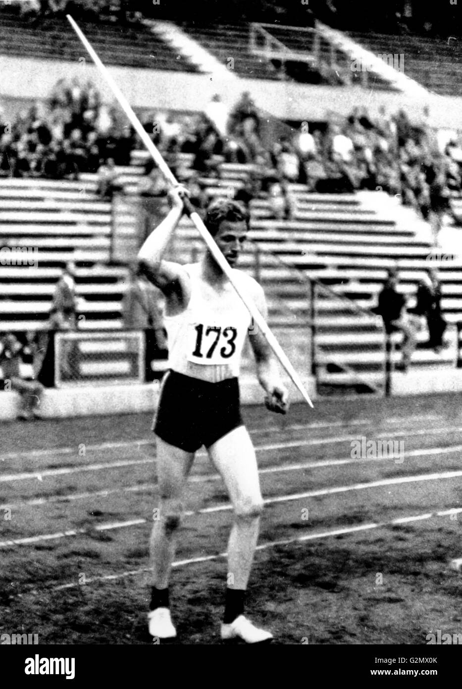 L'athlétisme,1958,javelin Banque D'Images