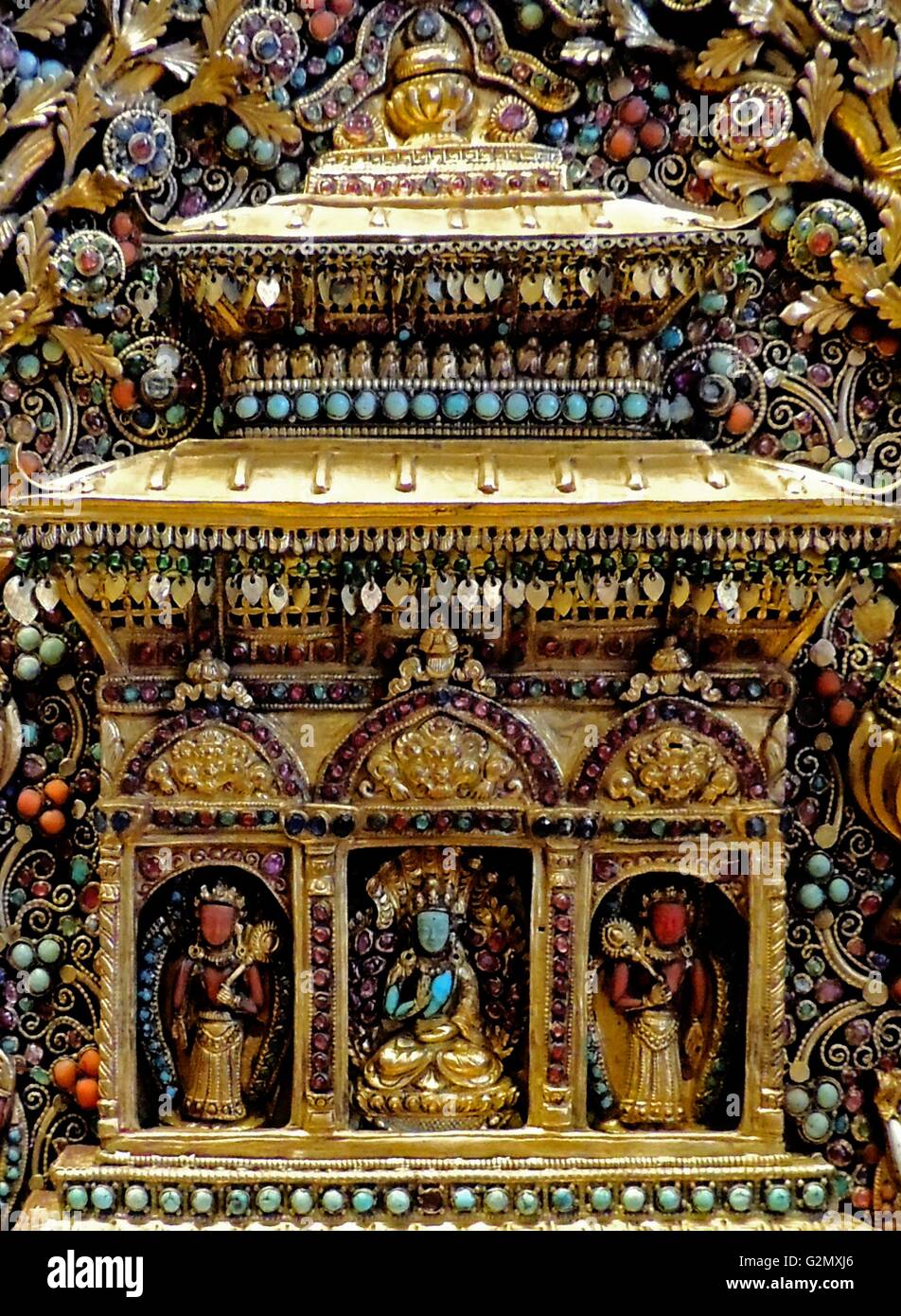 Travail en filigrane, un produit d'artisans newari. Le Népal, 18e siècle. Banque D'Images