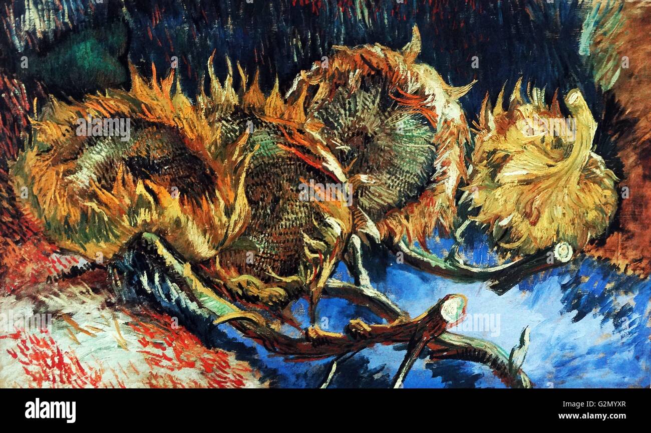 Peinture du célèbre peintre néerlandais Vincent Van Gogh (30 mars 1853 - 29 juillet 1890), l'œuvre intitulée "La vie avec quatre tournesols'. Achevé en 1887. Banque D'Images