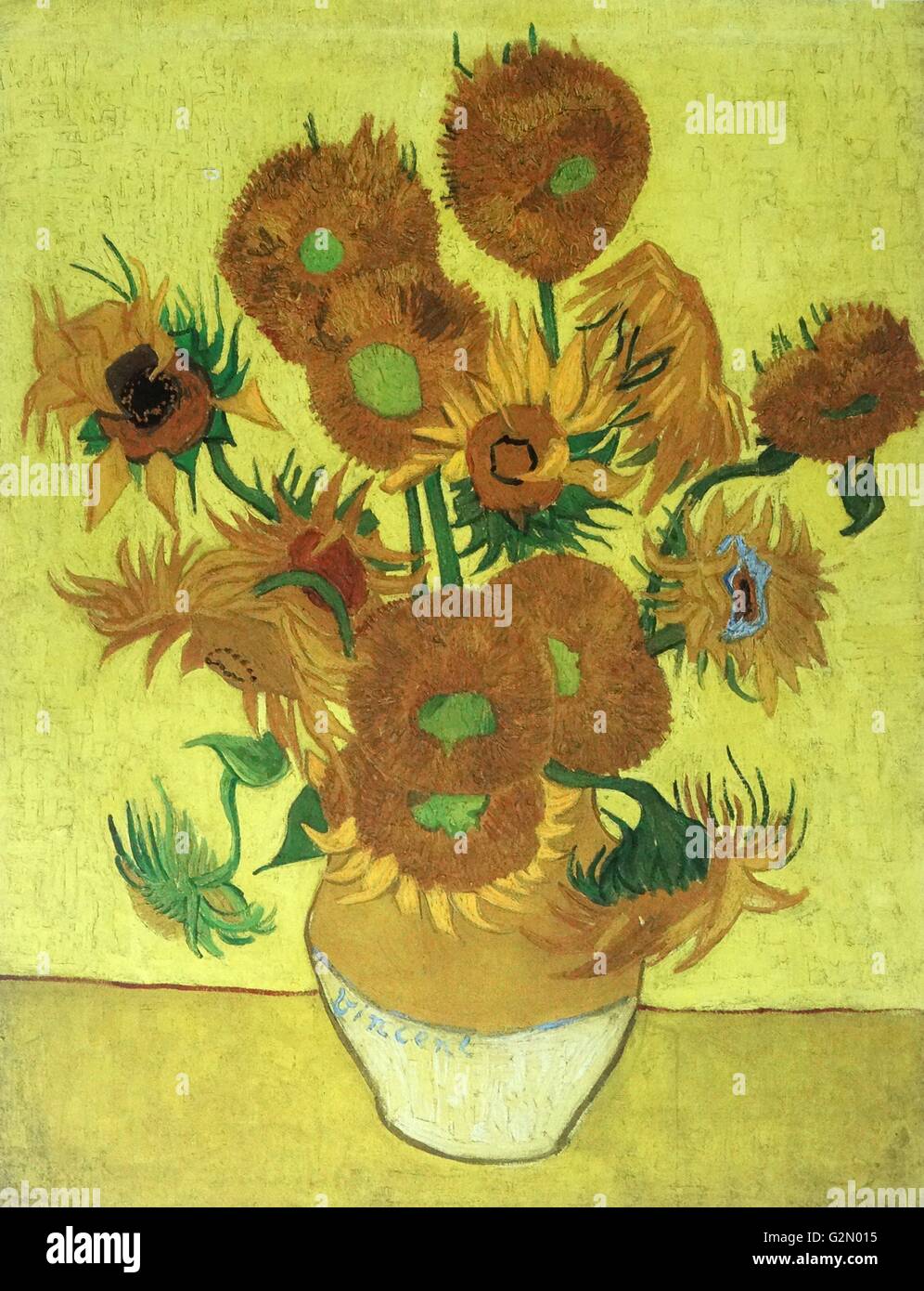 Peinture du célèbre peintre néerlandais Vincent Van Gogh (30 mars 1853 - 29 juillet 1890), l'œuvre intitulée "La vie avec des tournesols. Achevé en 1889. Banque D'Images
