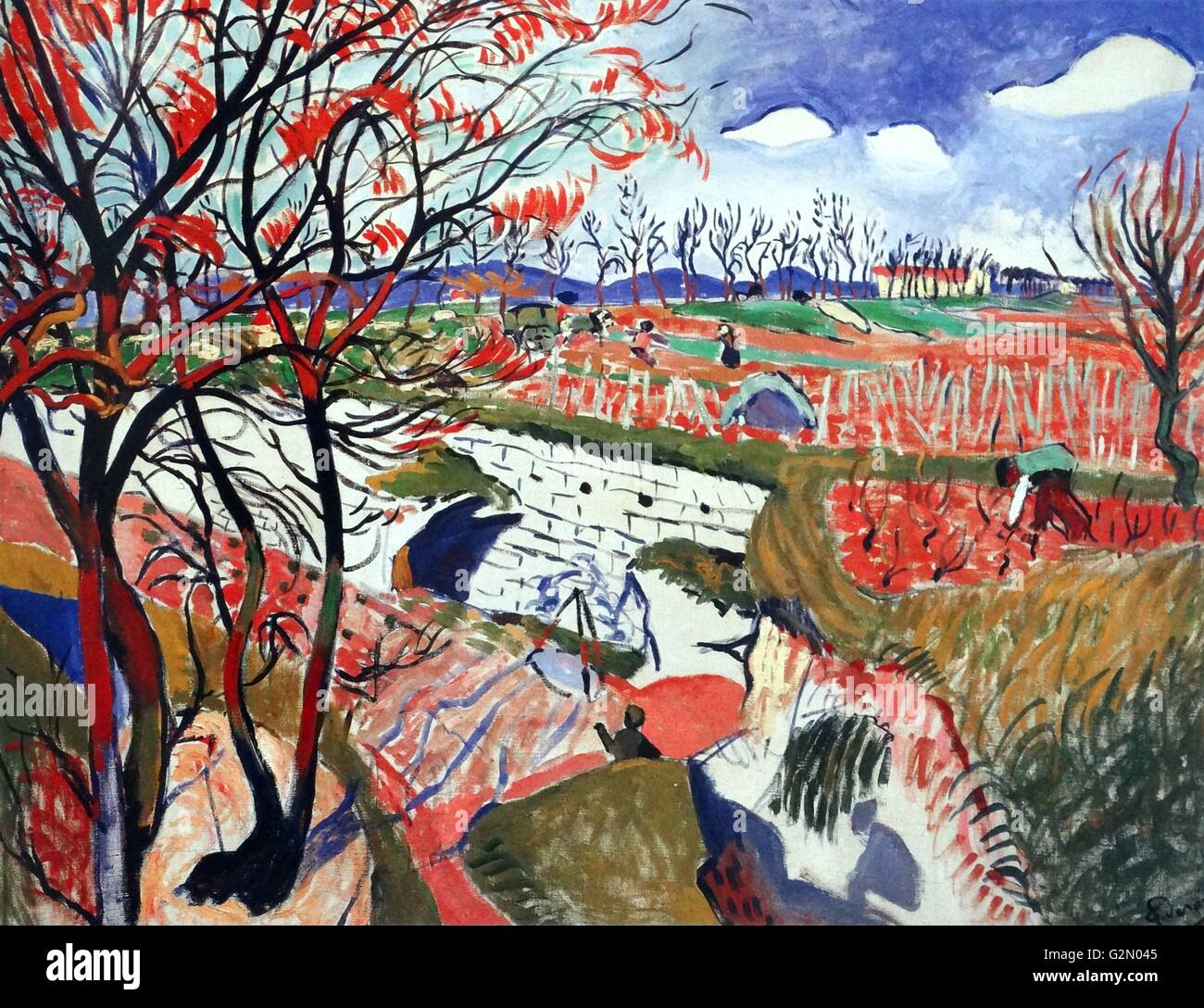 Huile sur toile par l'artiste français André Derain ( 10 juin 1880 - 8 septembre 1954) œuvre intitulée 'vignobles dans spring'. En 1906. Banque D'Images
