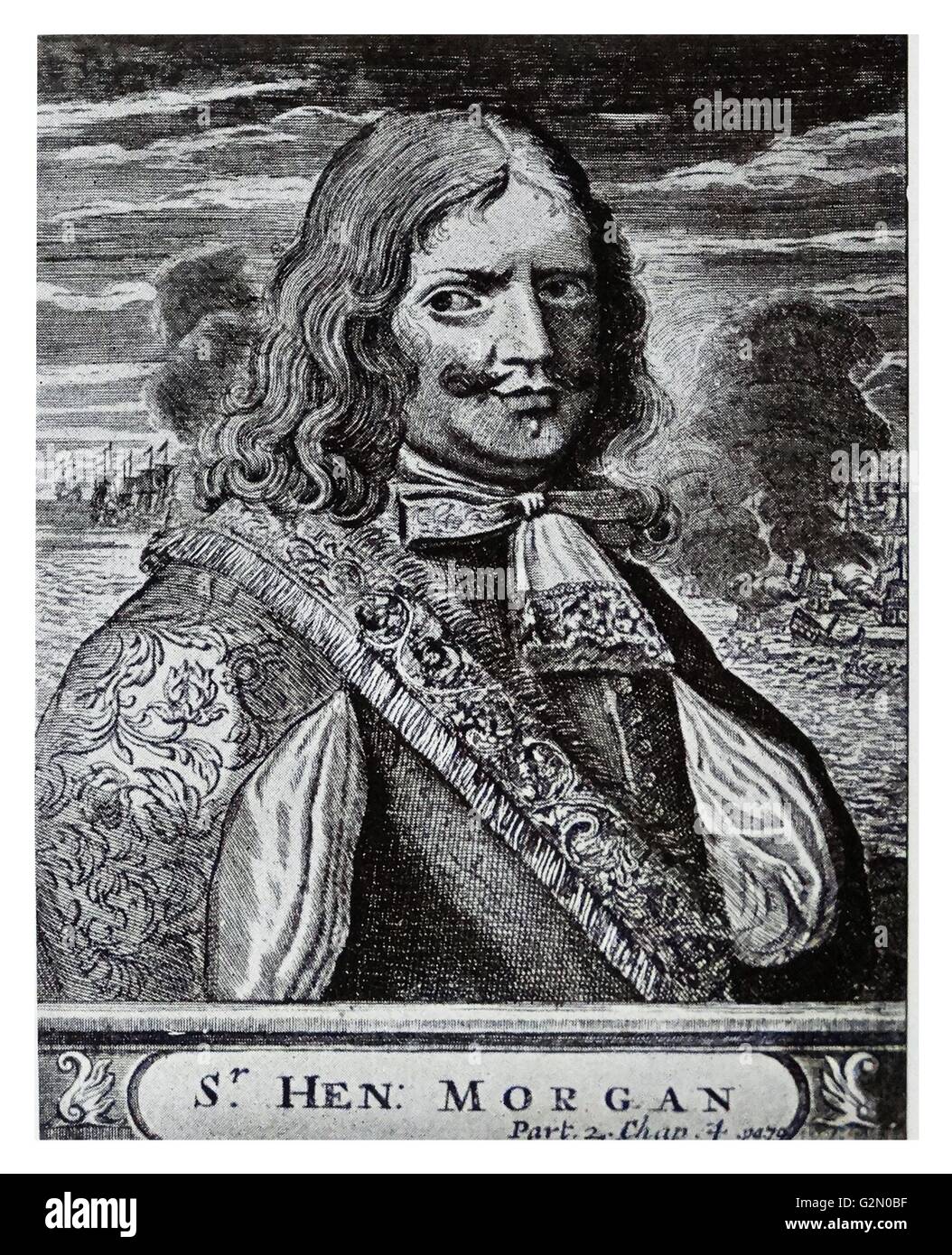 Sir Henry Morgan (Harry Morgan en gallois ; ca. 1635 - 25 août 1688) était un pirate, corsaire et amiral de la marine anglaise qui a fait un nom pour lui-même au cours d'activités dans les Caraïbes, principalement des raids établissements espagnols Banque D'Images