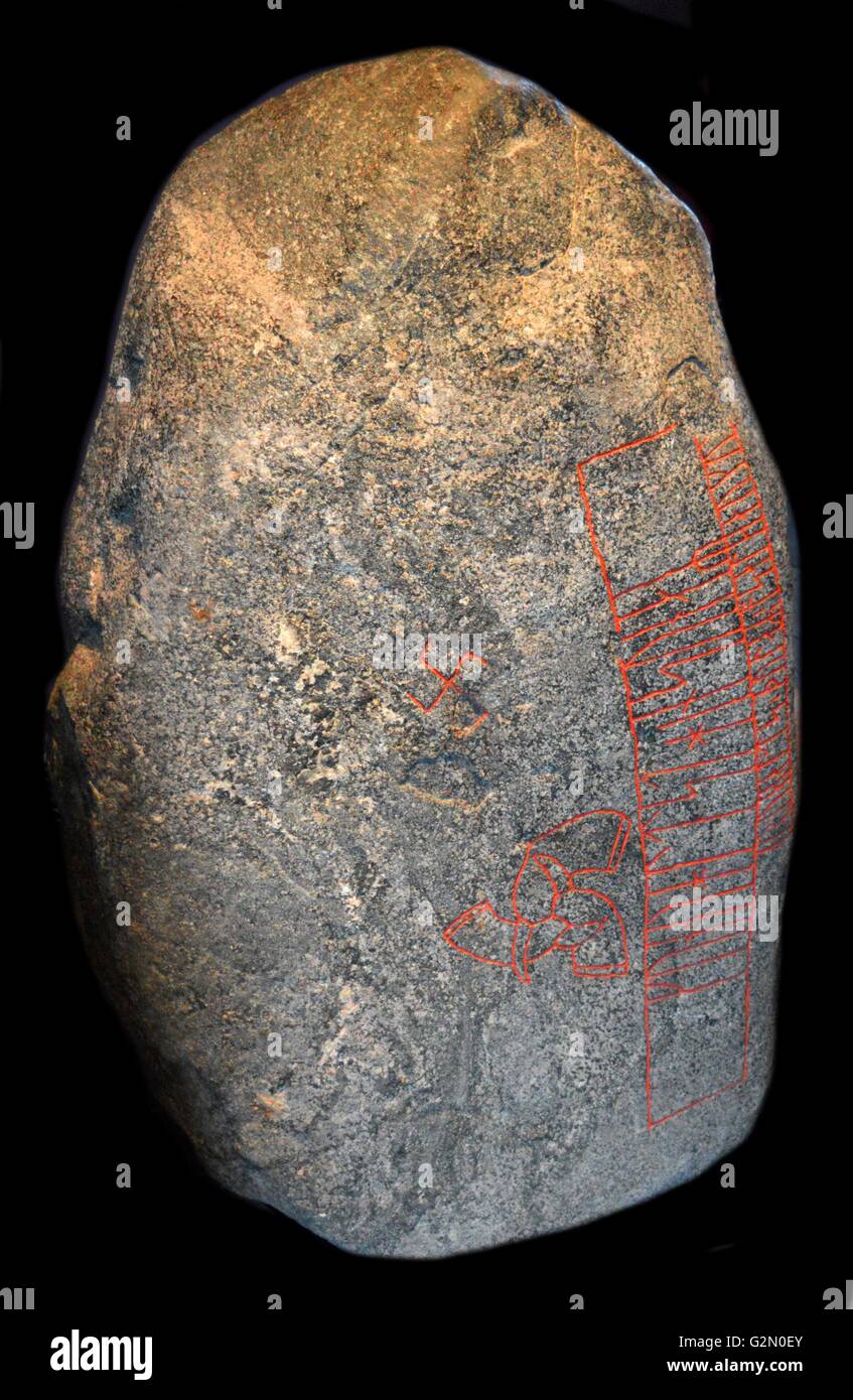 Snoldelev scandinave rune datée du 8ème-9ème siècle, érigée par Gunvald Banque D'Images