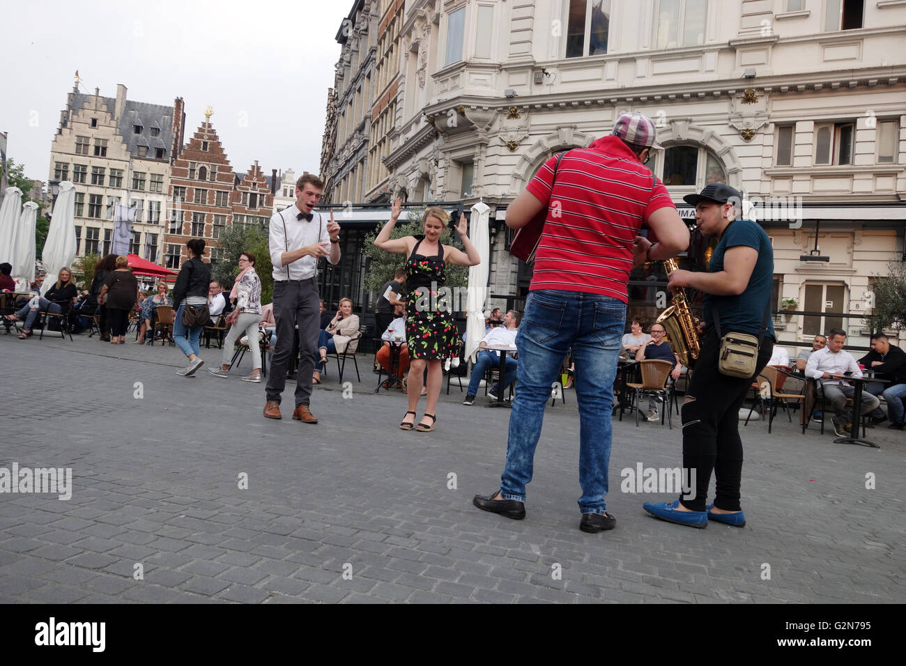 Des musiciens de rue à Anvers, Belgique Banque D'Images