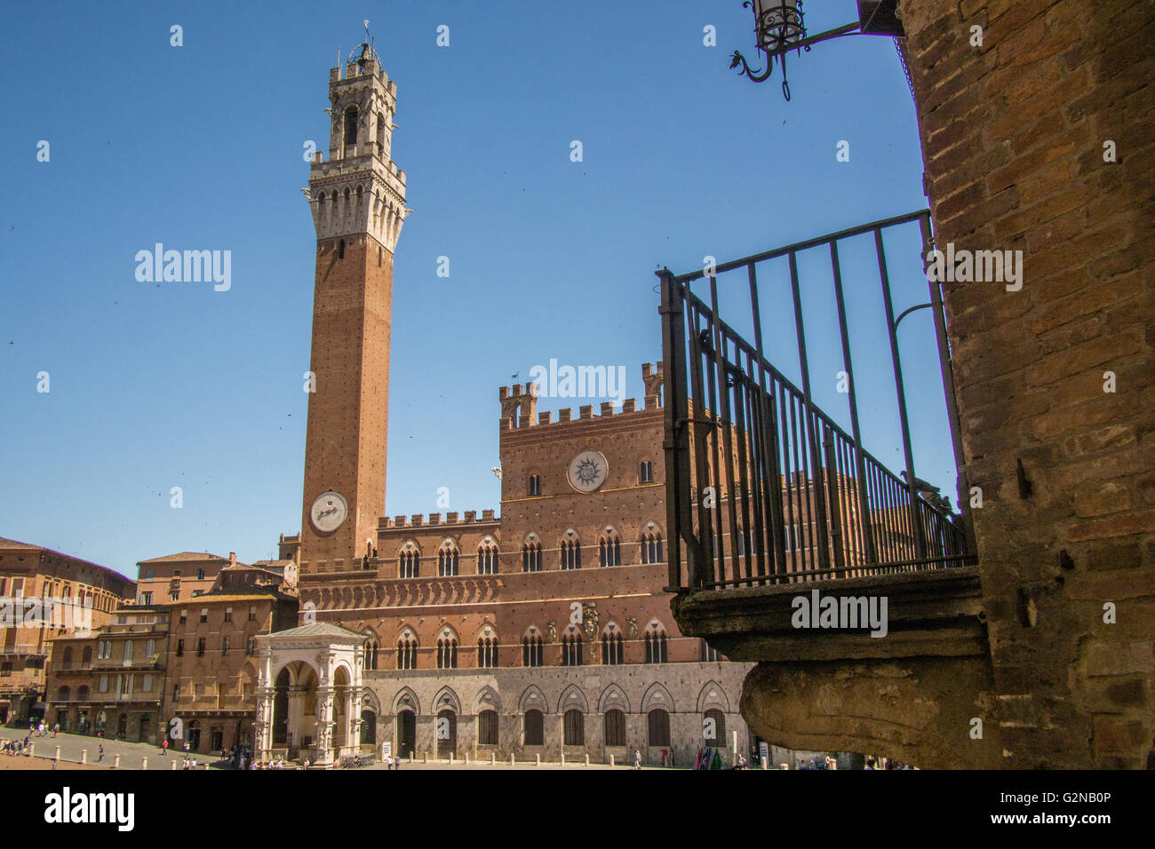 Hôtel de ville (Palazzo Pubblico) dans "Il Campo" Piazza, Sienne, Toscane, Italie. Banque D'Images