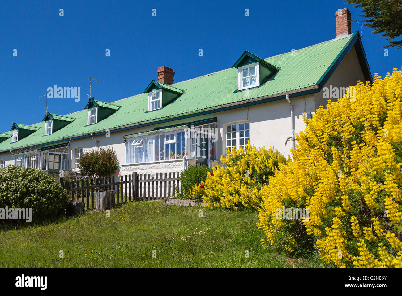 Une maison en rangée à Stanley, East Falkland, îles Malouines, territoire britannique d'outre-mer. Banque D'Images