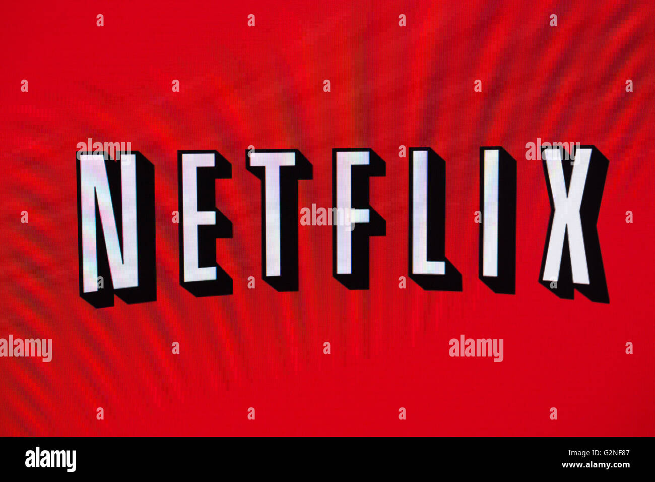 BELCHATOW, Pologne - janvier 06, 2015 : Photo du logo de Netflix sur un écran de surveillance. Banque D'Images