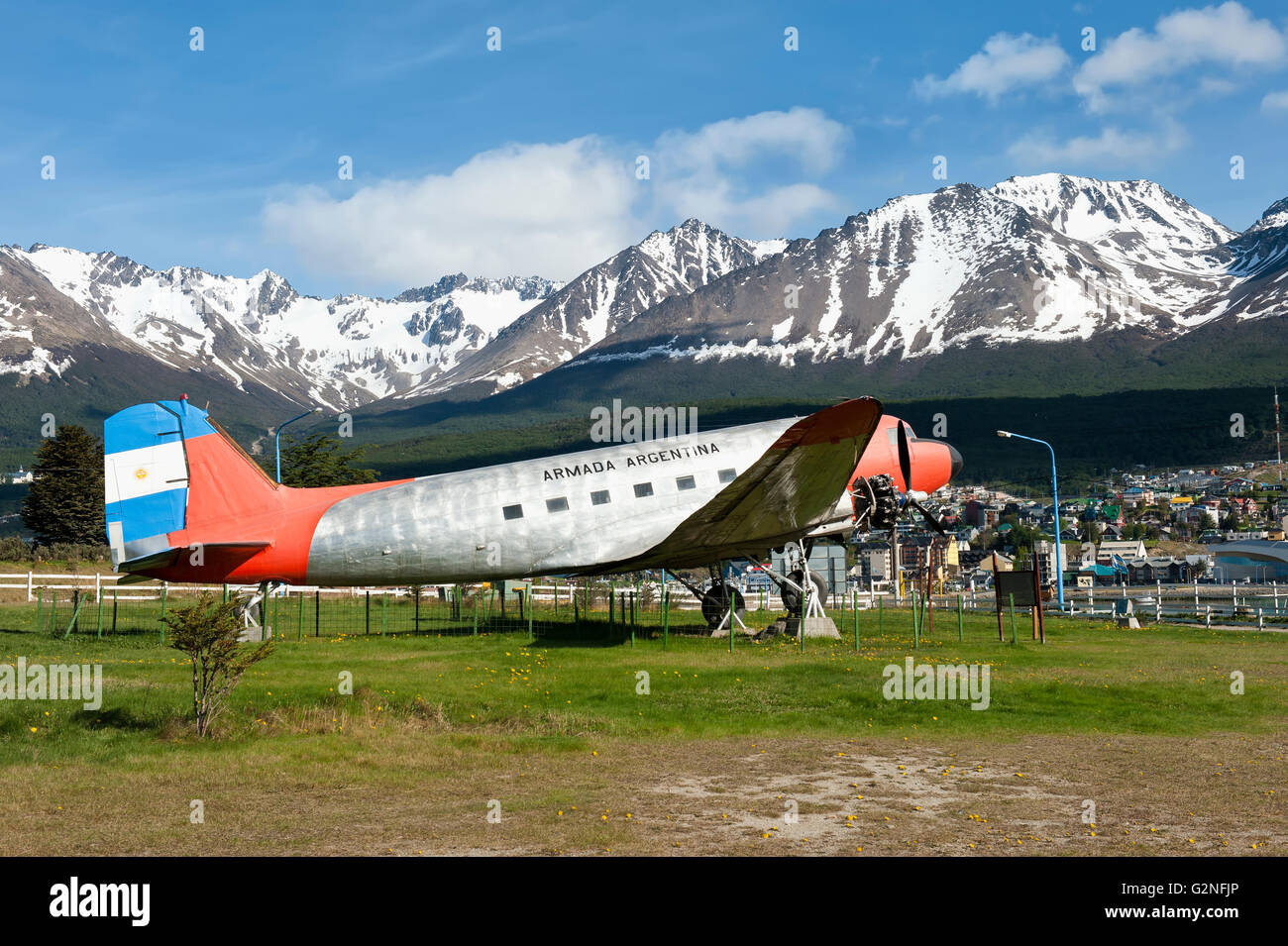 Avion dc-3 Cabo de Hornos, l'un des premiers avions argentins de voler en Antarctique dans les années 60, Ushuaia, Argentine Banque D'Images