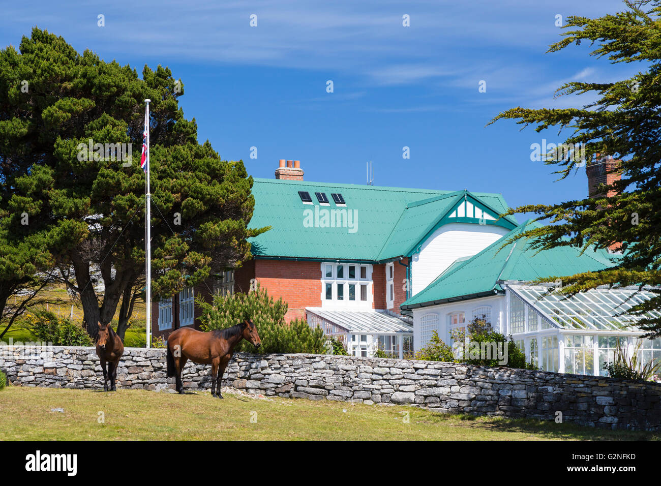 Government House à Stanley, East Falkland, îles Malouines, territoire britannique d'outre-mer. Banque D'Images