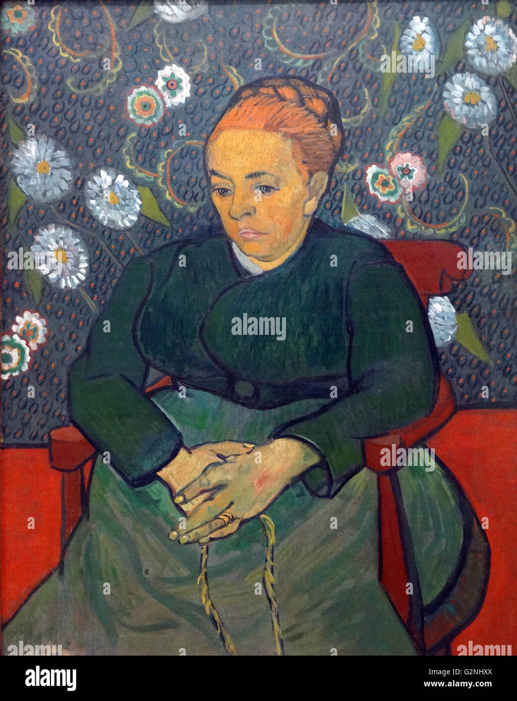 Augustine Roulin (huile sur toile) par Vincent Van Gogh (1853-1890) un peintre postimpressionniste d'origine néerlandaise dont le travail - remarquable pour sa beauté brute, l'honnêteté émotionnelle et bold color - avait une profonde influence sur l'art du xxe siècle Banque D'Images