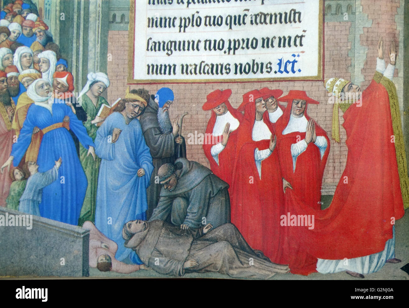 Allumage du Pape Grégoire le Grand à la tête d'une procession de prier pour la cessation de la peste. Cardinaux, moines, un ermite et profanes le suivre. L'épidémie de peste avait atteint l'Europe en 1348 et a tué un tiers de la population. En date du 15e siècle Banque D'Images