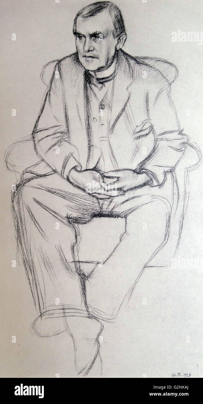Portrait de Philip Wilson STEER par Sir William Rothenstein. Rothenstein (1872-1945) était un peintre, graveur et dessinateur. Banque D'Images