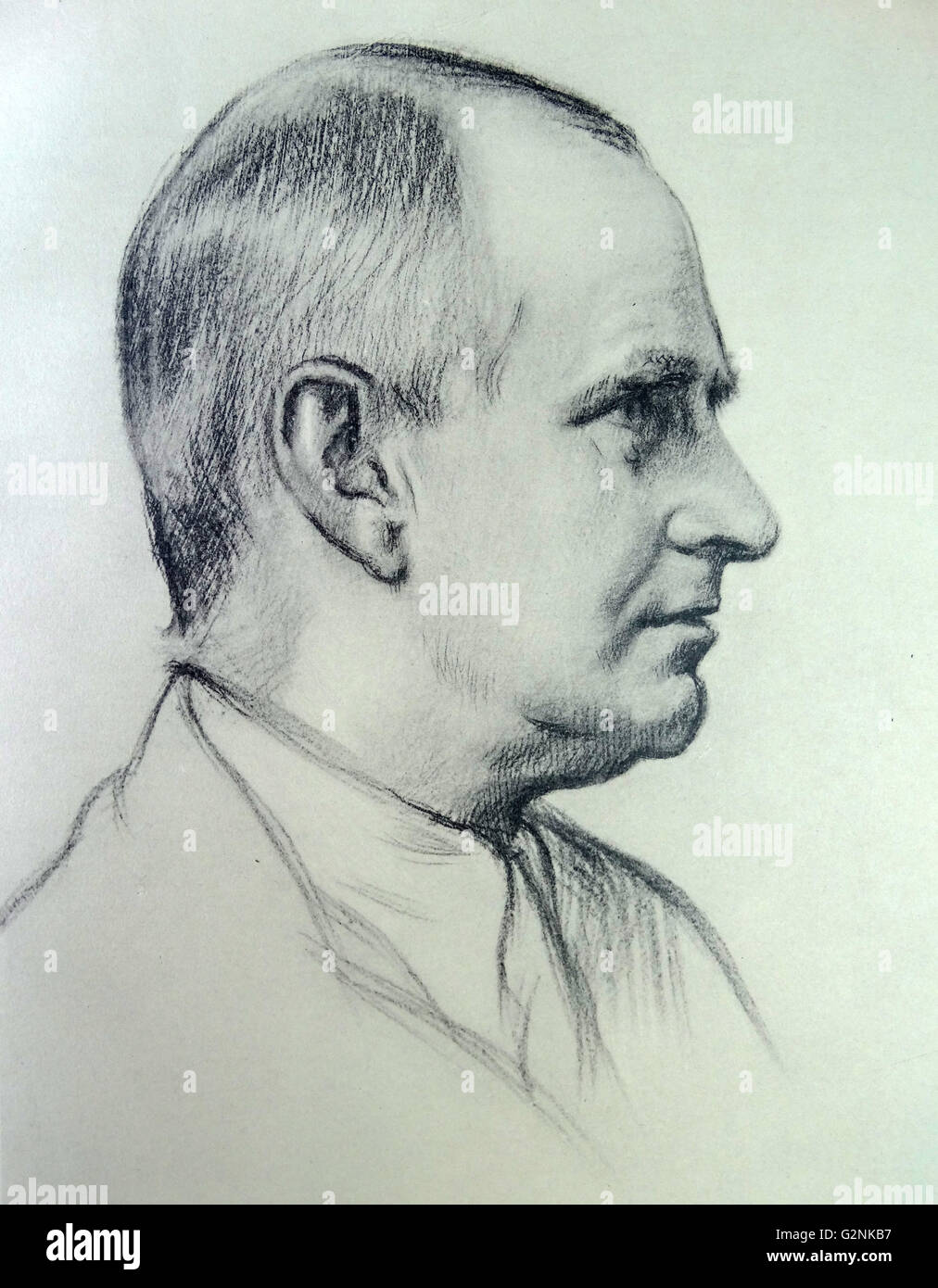 Portrait du professeur A.S. Eddington par Sir William Rothenstein. Rothenstein (1872-1945) était un peintre, graveur et dessinateur. Banque D'Images