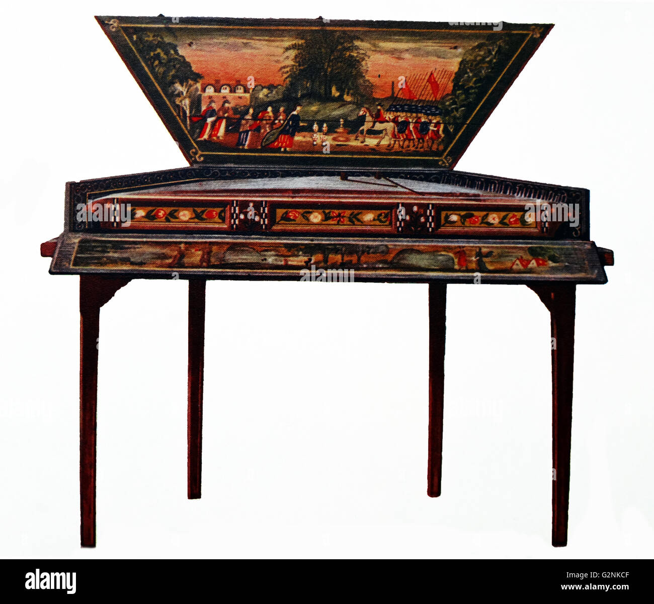 Dulcimer. Le nom est dérivé de l'espagnol "ulcemele'. Le dulcimer est une variété de l'psaltérion et offre les mêmes rapports avec elle que le pianoforte n'à l'épinette. Banque D'Images