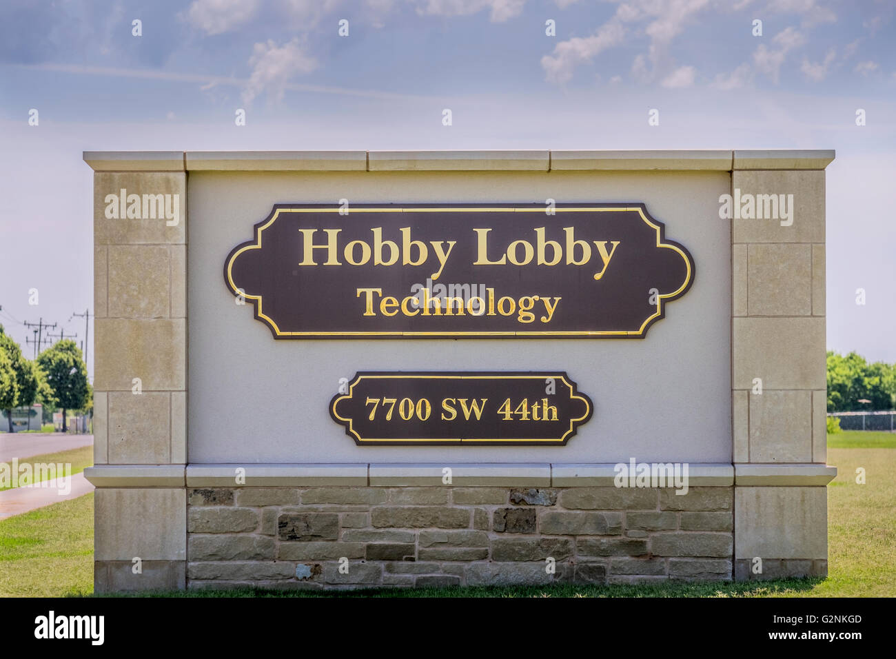 La technologie de l'Hobby Lobby signe monument à Oklahoma City, Oklahoma, USA. Banque D'Images