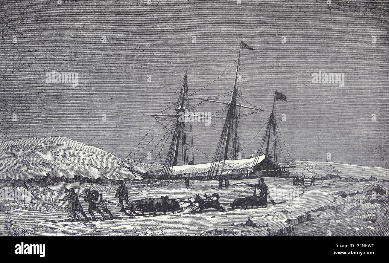 Yacht à vapeur Fox était le navire commandé par Francis Leopold McClintock sur une expédition de l'Arctique dans le nord du Canada à la recherche du sort des disparus de l'expédition de Sir John Franklin en 1857-1859.L'exploration de parties à partir de la Fox Banque D'Images