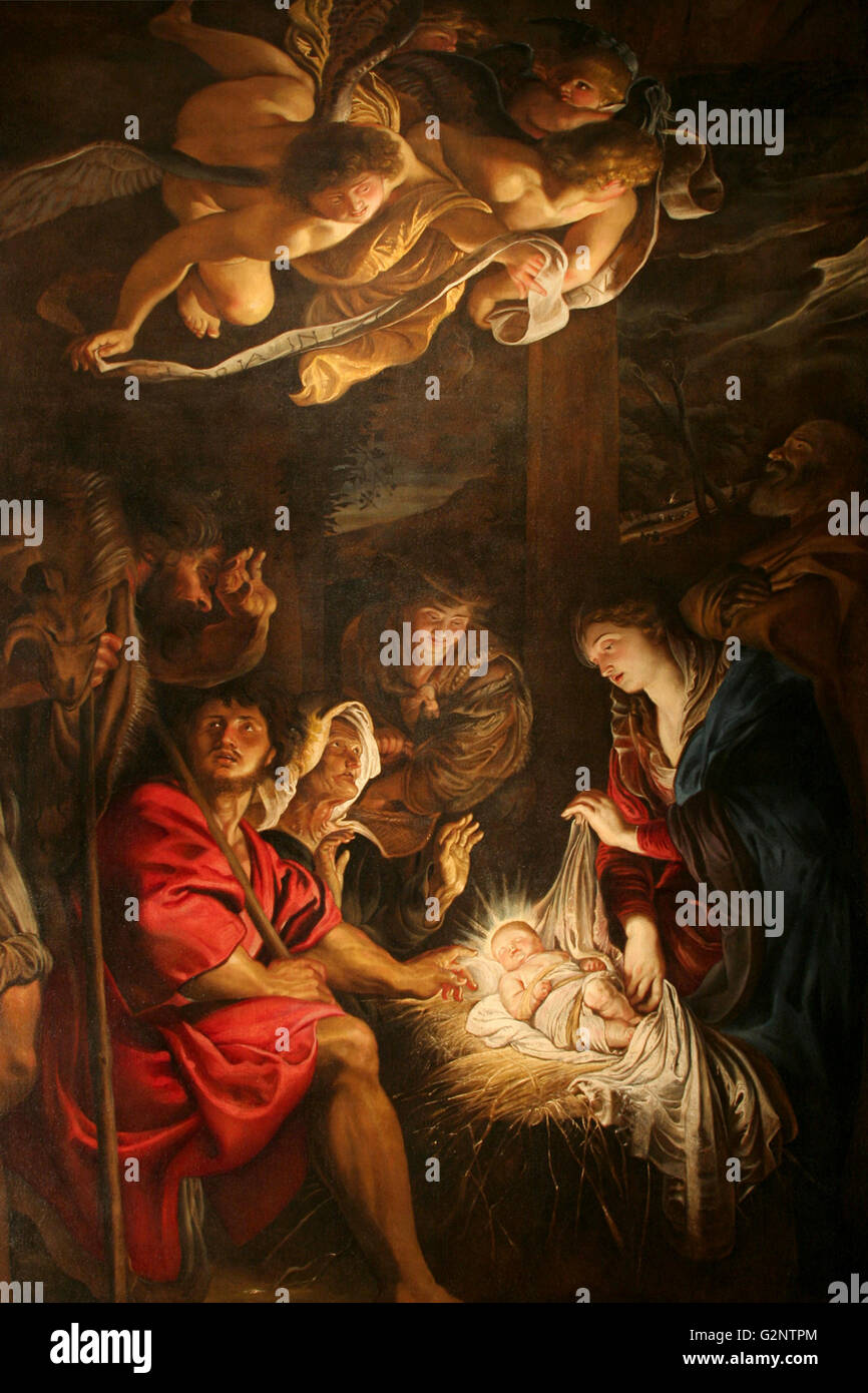 "Adoration des bergers" (huile sur toile) par Peter Paul Rubens en 1608 Banque D'Images