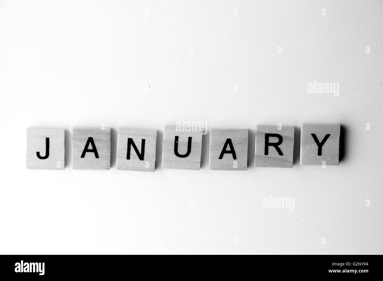 Nom du mois dans une année. 12 mois nom commencent par janvier à décembre Banque D'Images