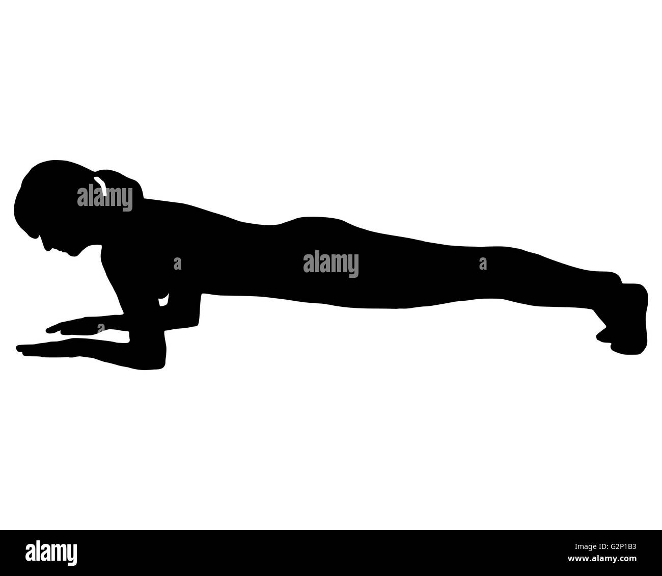 Silhouette of woman doing exercises Banque D'Images