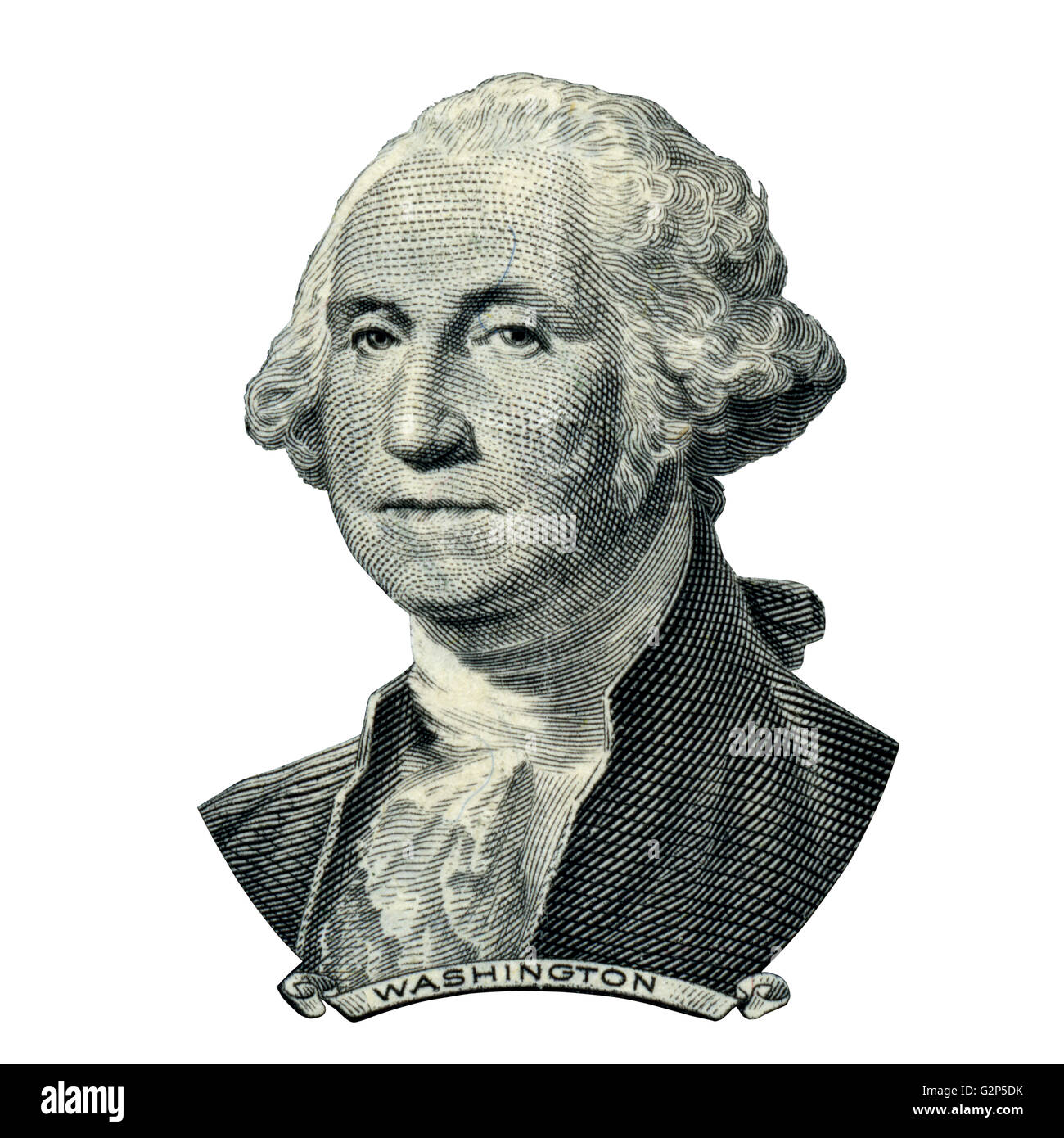 Portrait du premier président américain George Washington comme il a l'air sur un dollar bill avers. Chemin de coupure à l'intérieur. Banque D'Images