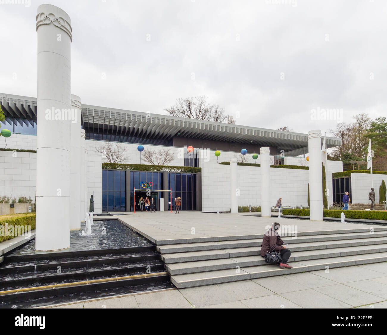 Entrée du Musée Olympique (En français : musée olympique de Lausanne, Suisse, accueil du CIO. Banque D'Images